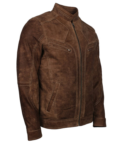 Vintage Brown Nubuck Biker Leather Jacket