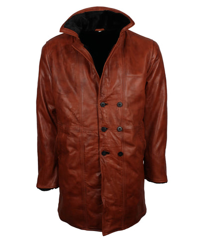 Vintage Fur Lined Brown Leather Coat