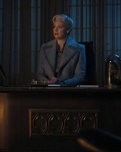 Wednesday Gwendoline Christie Gray Long Coat