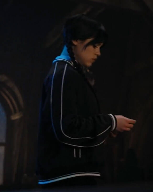 Wednesday Jenna Ortega Black Bomber Jacket