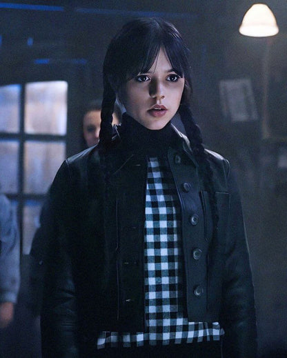 Wednesday Jenna Ortega Black Cropped Jacket