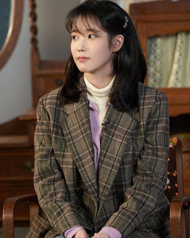 When Life Gives You Tangerines IU Wool Plaid Coat