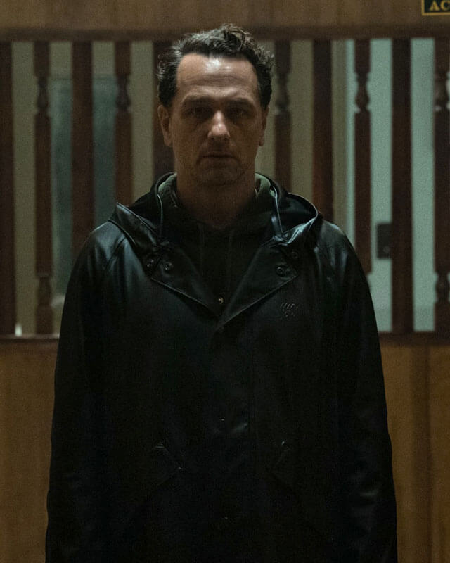 Widows Bay Matthew Rhys Leather Coat S01