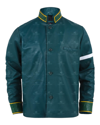 Wind Breaker Green Leather Jacket