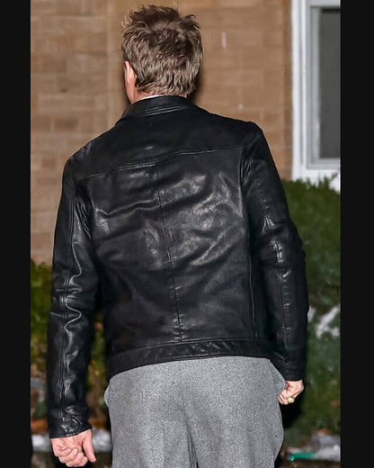 Wolves Brad Pitt Black Leather Jacket