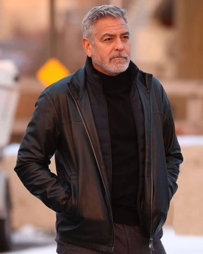 Wolves Movie George Clooney Black Leather Jacket