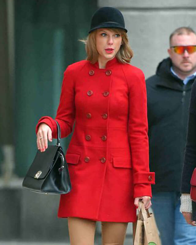 Ladies red peacoat on sale