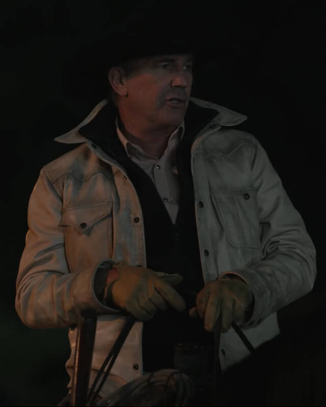 Yellowstone S05 John Dutton White Leather Jacket