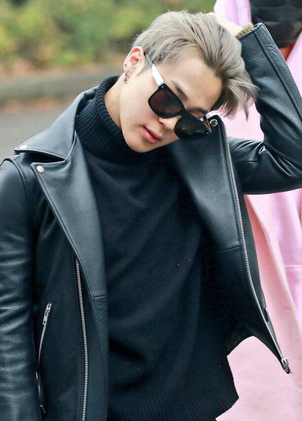 BTS Jimin Black Motorcycle Leather Jacket - Kpop Outfits – AlexGear