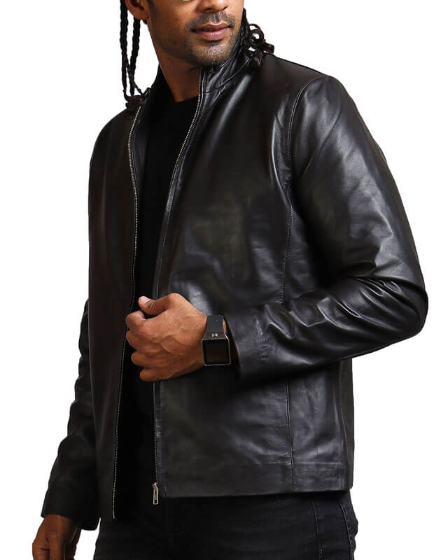 Black Leather Motorcycle Jacket Men