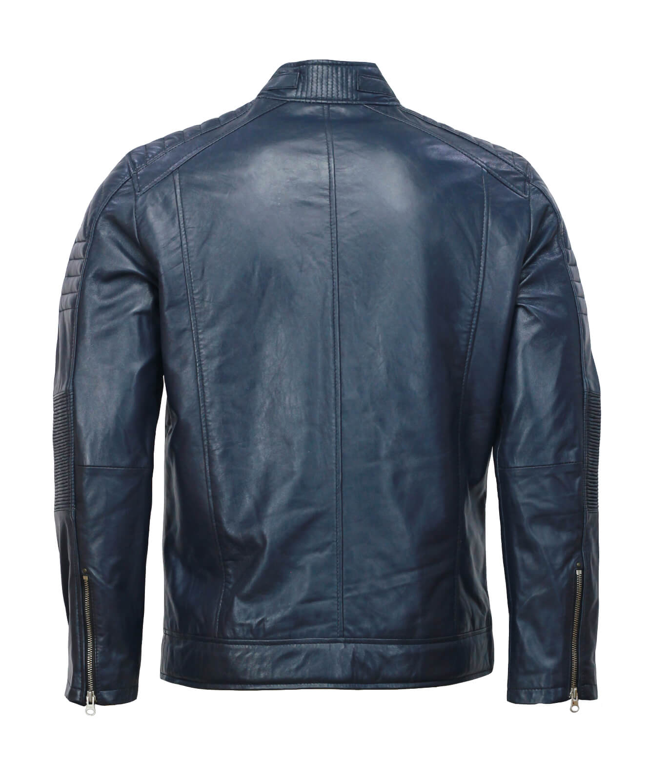 Blue Biker Genuine Leather Jacket