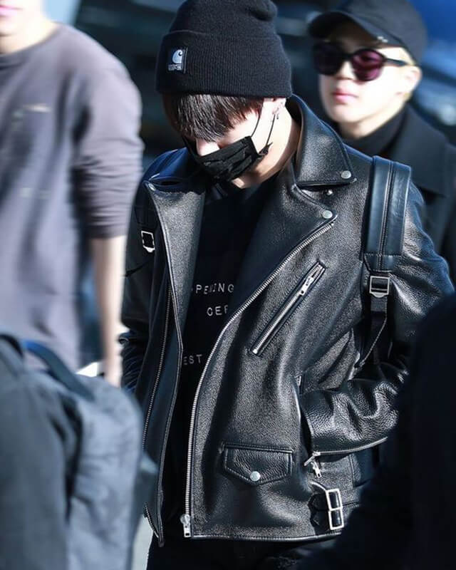 BTS Jungkook Black Biker Leather Jacket