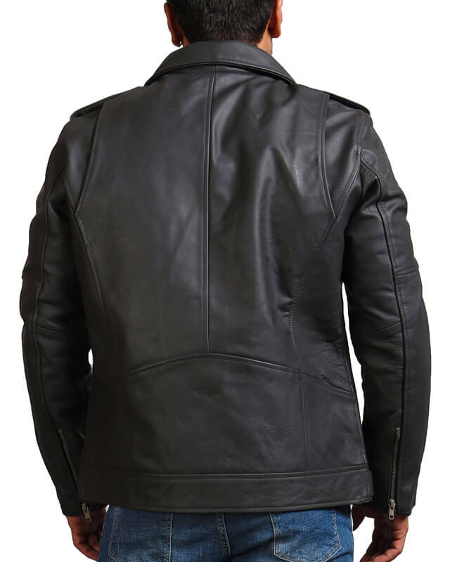 Double Zipper Gray Motorcycle Jacket