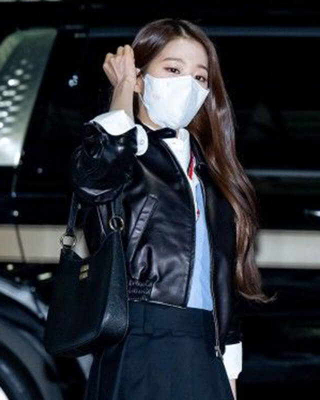 Ive Wonyoung Black Leather Jacket