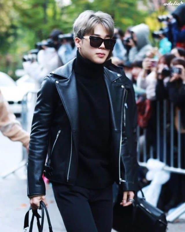 BTS Jimin Black Motorcycle Leather Jacket