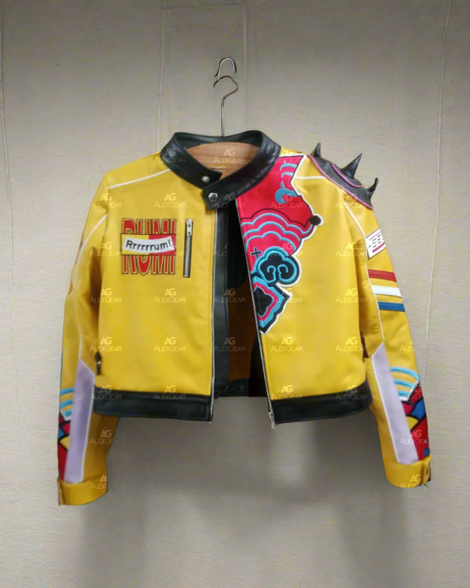 Jumpstyle Rumi KPop Demon Hunters Rumi Yellow Leather Jacket – AlexGear