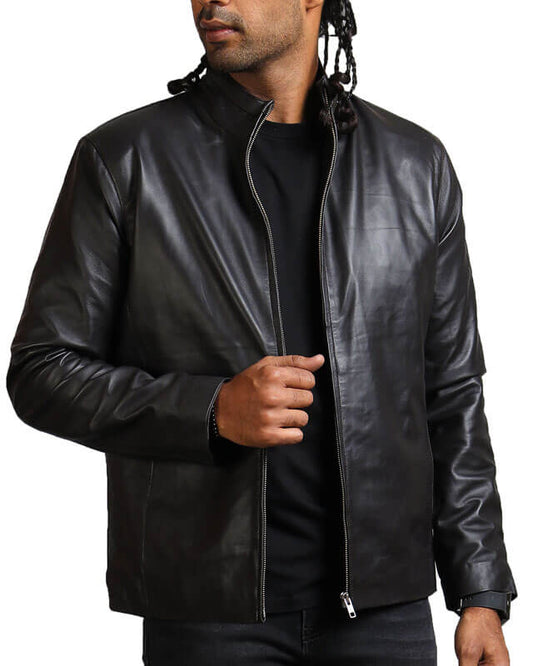 Men Classic Black Leather Jacket