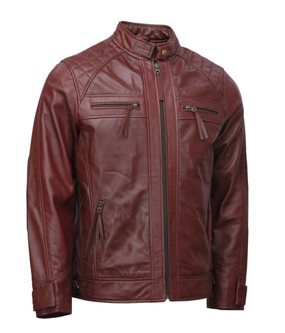 Men Maroon Motorcycle Leather Jacket