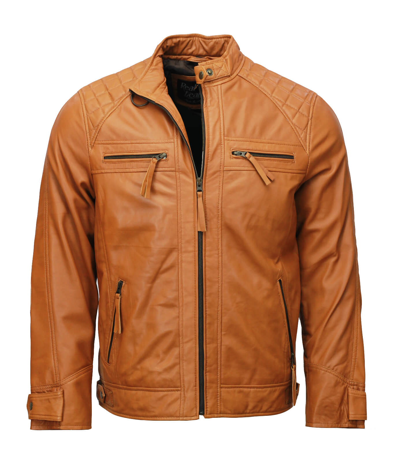 Mens Tan Motorcycle Leather Jacket