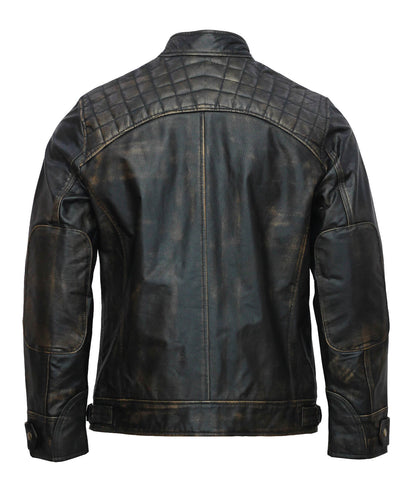 Motorcycle Black Distressed Leather Jacket