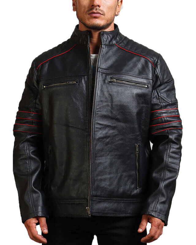 Red And Black Biker Leather Jacket