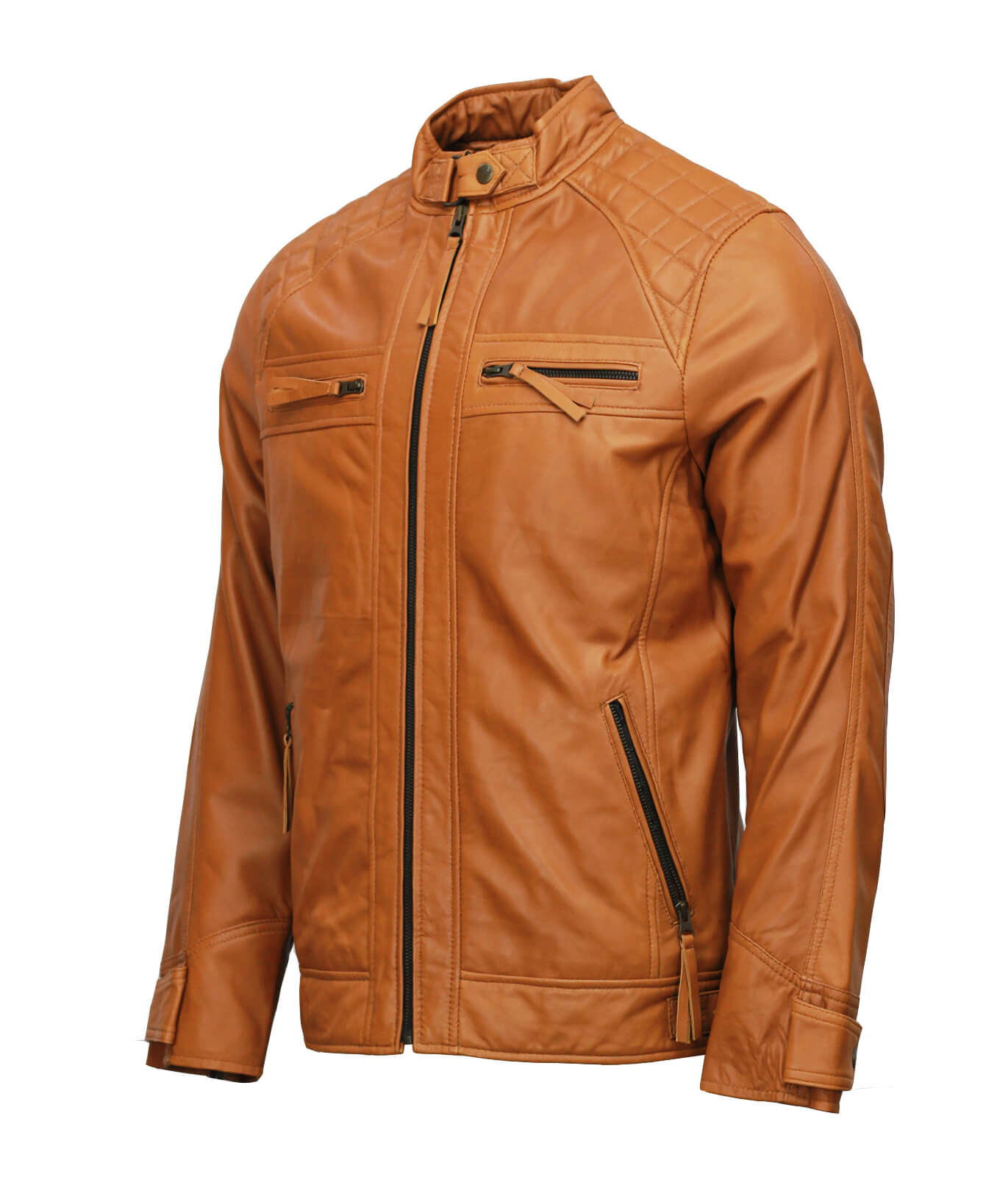 Tan Biker Leather Jacket for Men
