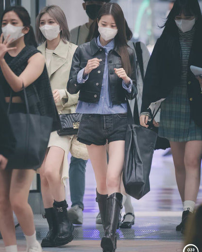 Wonyoung Airport Fashion Black Jacket