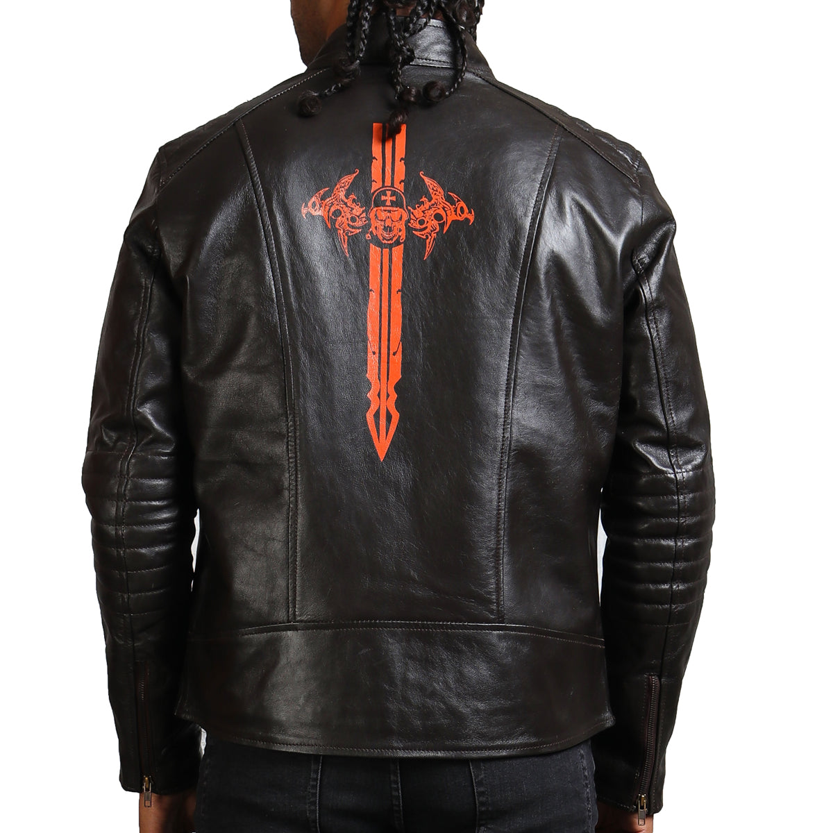 Dark Brown Sword Leather Jacket