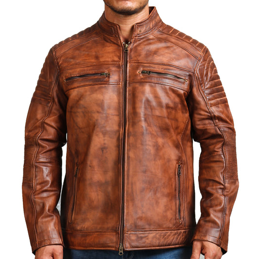 Light Brown Leather Motorcycle Jacket