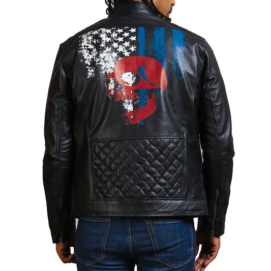 American Flag Skull Leather Jacket