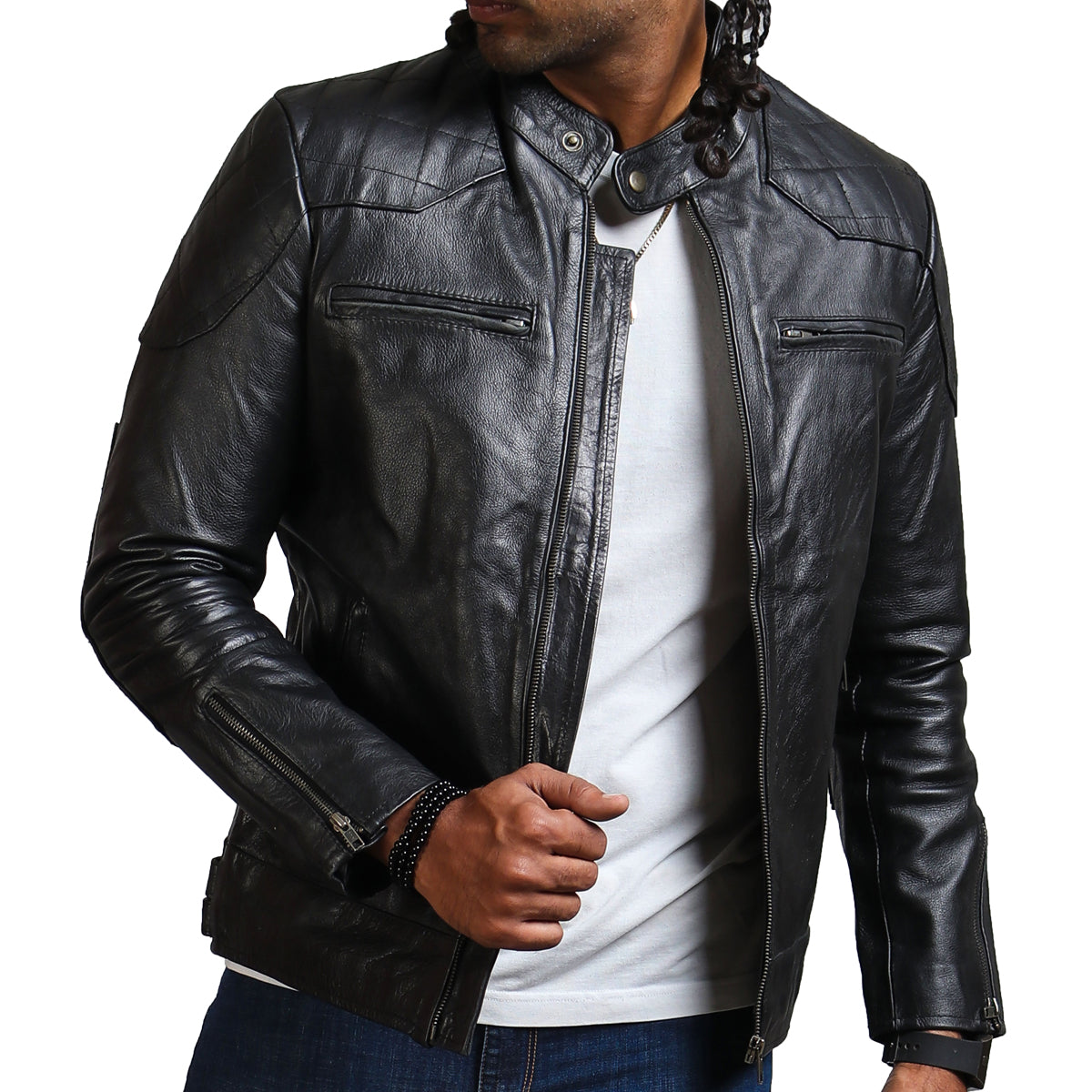 David Beckham Black Leather Jacket For Men's Real Leather Slim Fit Biker  Jacket | eBay