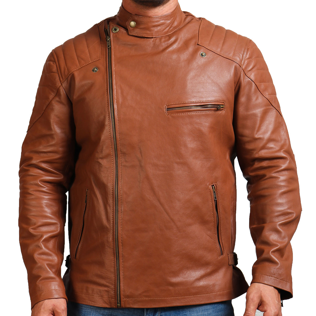 Faux Brown Biker Leather Jacket
