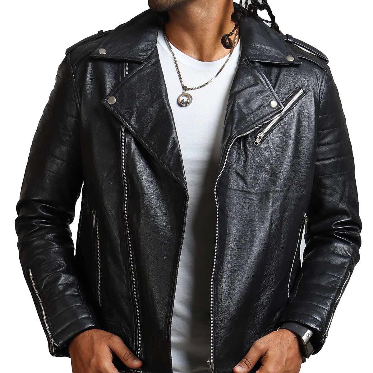 Genuine Leather Black Biker Jacket 