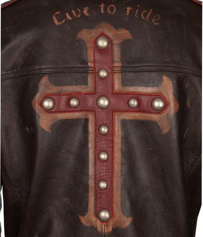 Gothic Leather Jacket Cross Biker