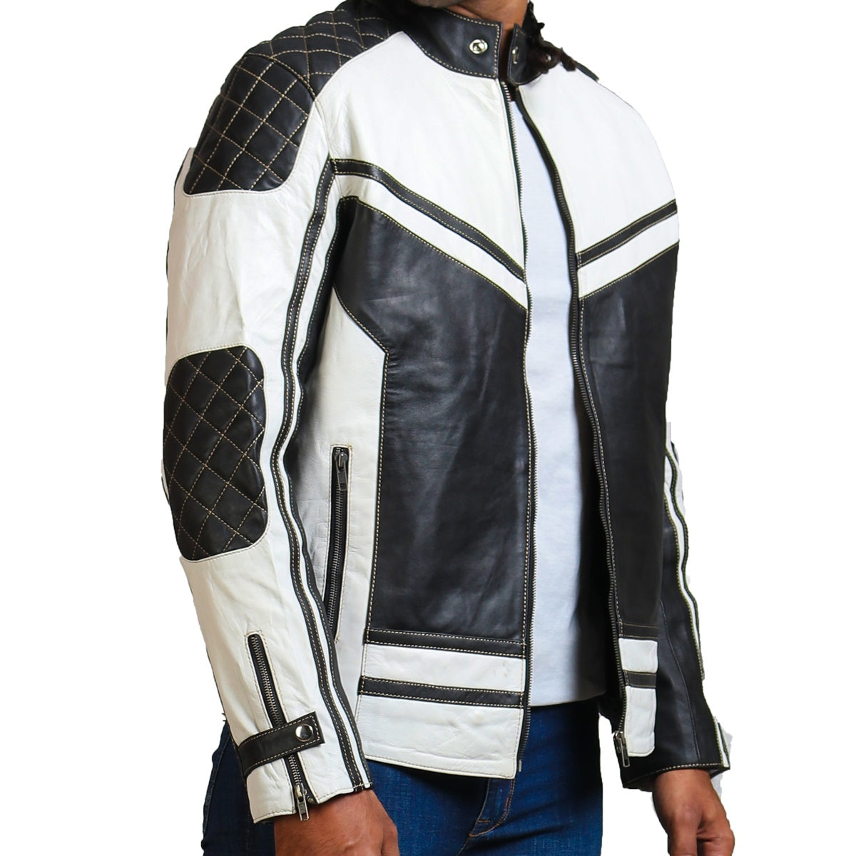 Leather jacket sale black and white