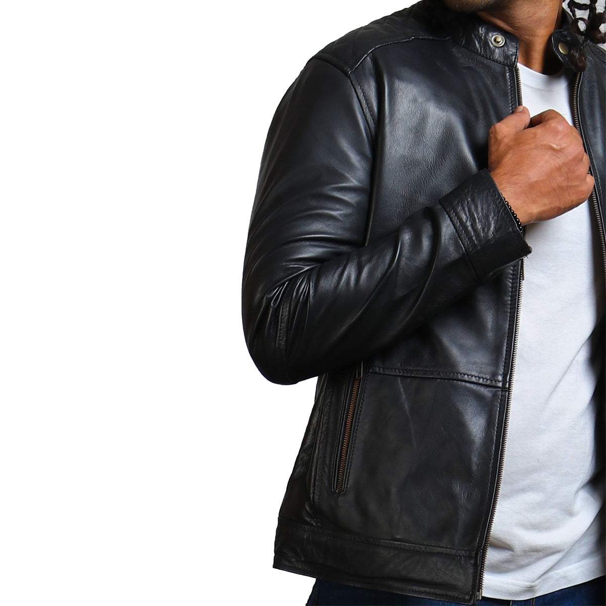 Black Biker Jacket Faux Leather