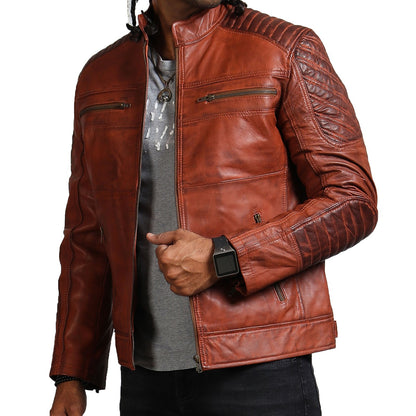 Men's Genuine Leather Motorcycle Jacket 