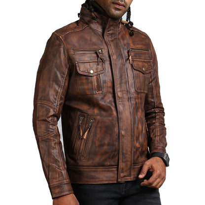 Brown Vintage Biker Leather Jacket