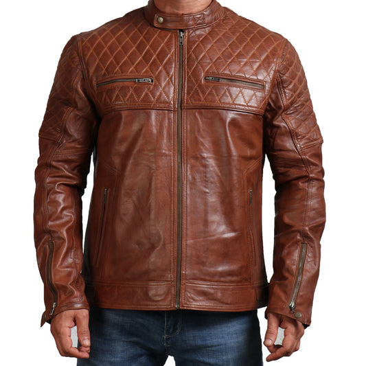 Quilted Leather Biker Jacket 