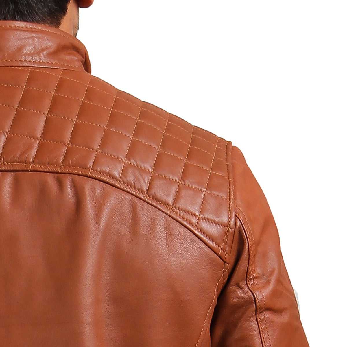 Leather jacket hotsell quilted shoulders mens