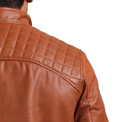 Diamond Quilted Shoulder Brown Jacket