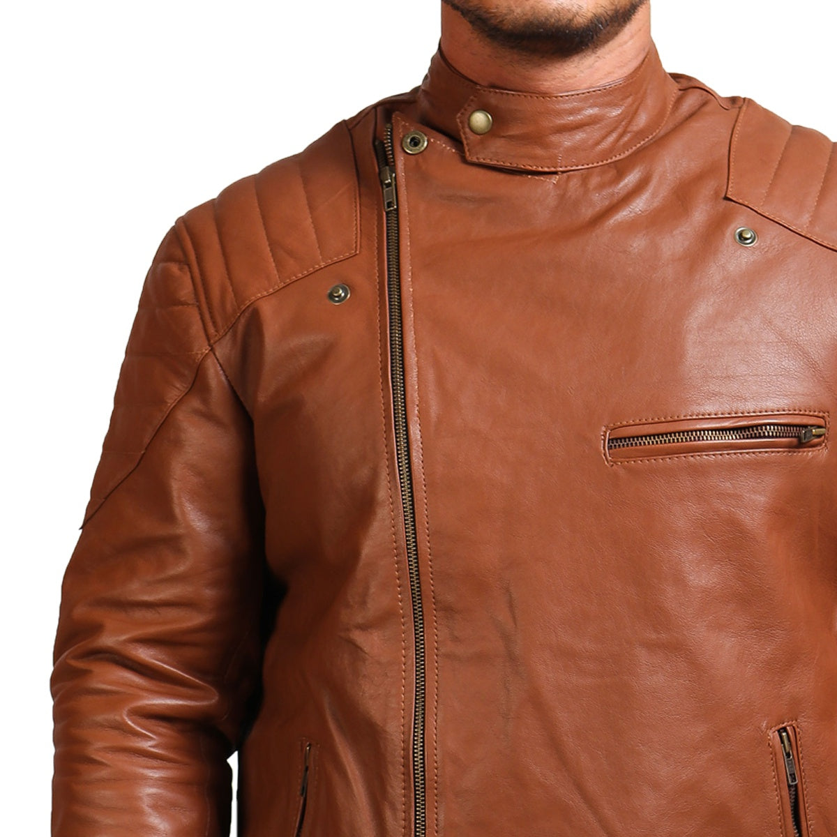 Real Leather Brown Motorcycle Jacket