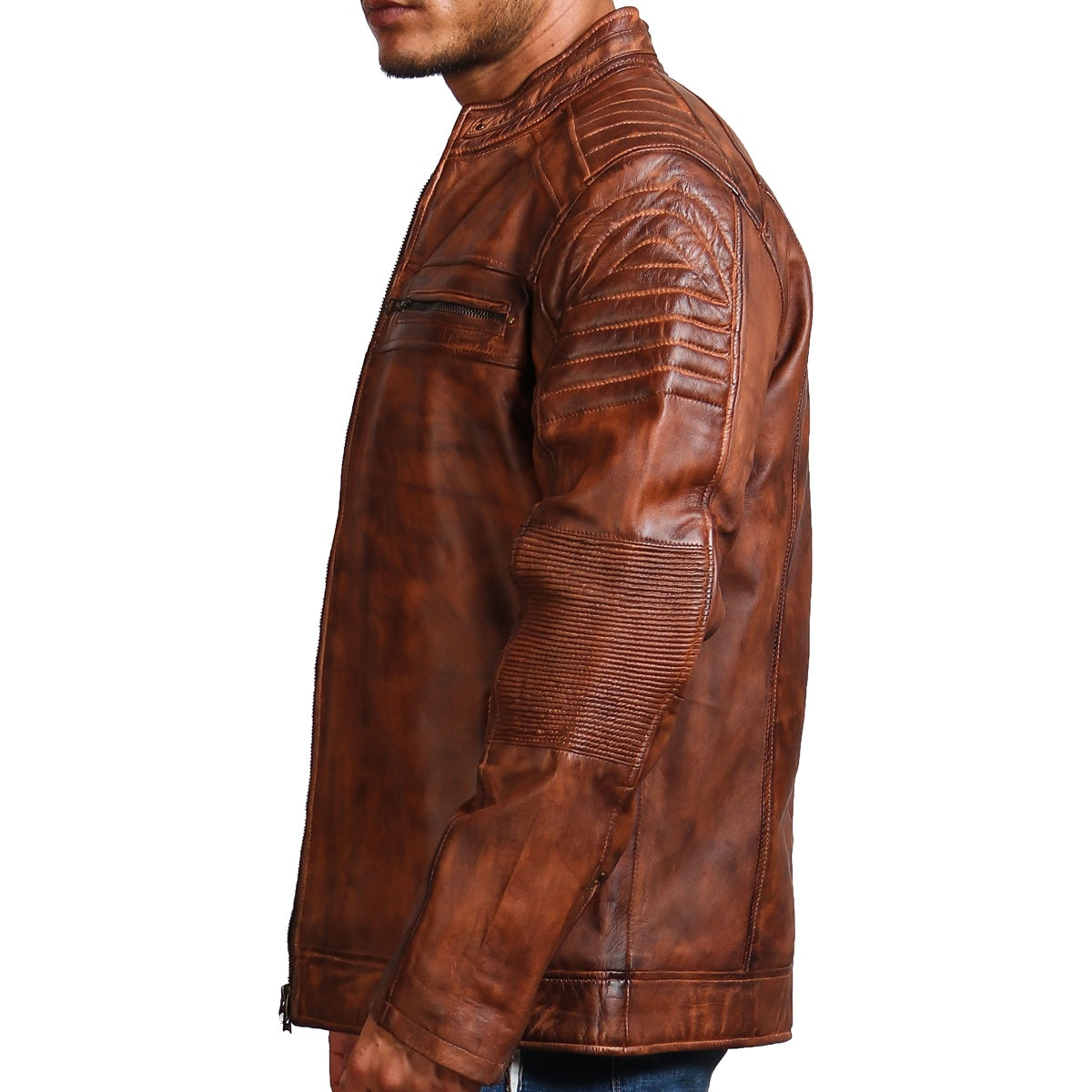 Light Brown Leather Biker Jacket