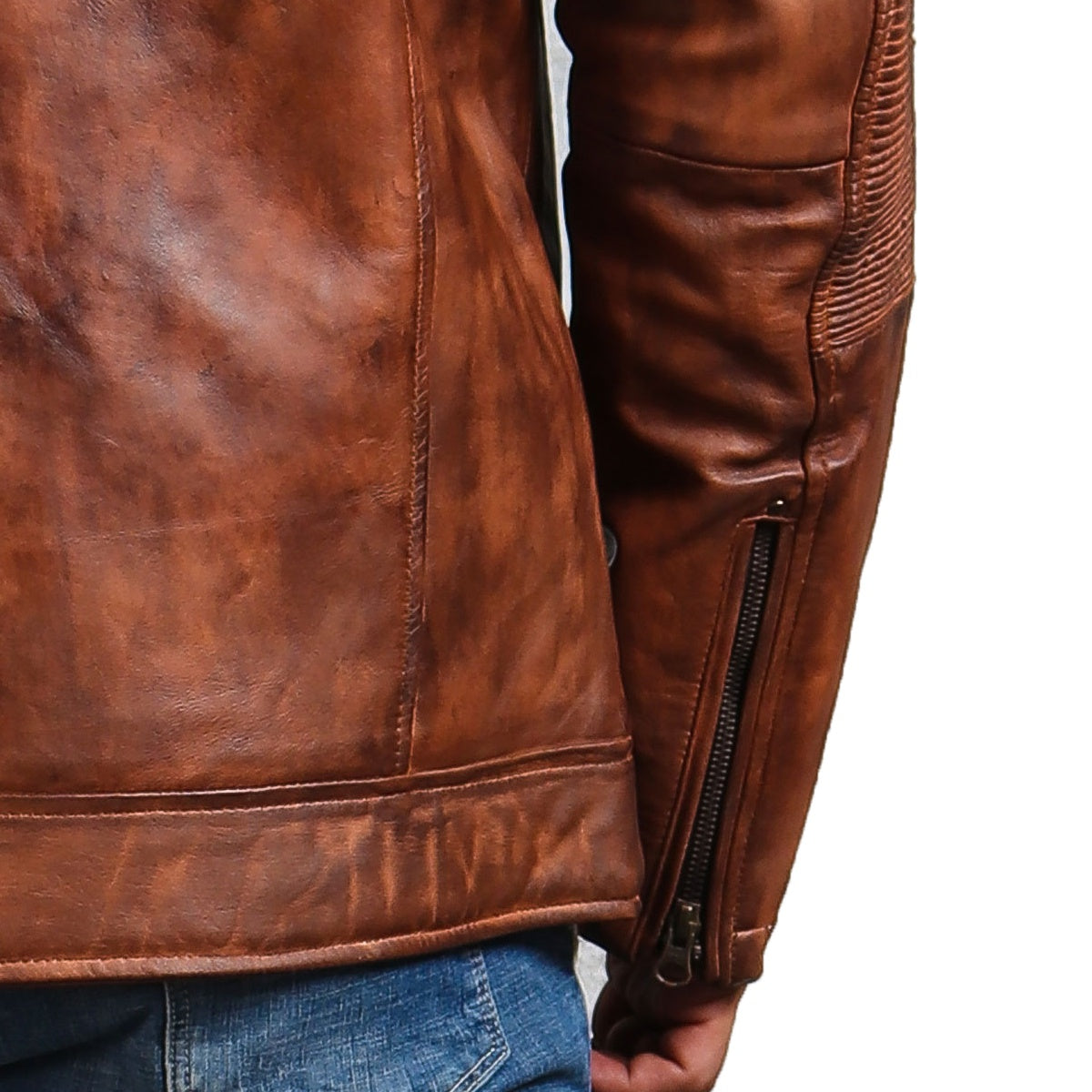 Light Brown Hand-Waxed Biker Jacket