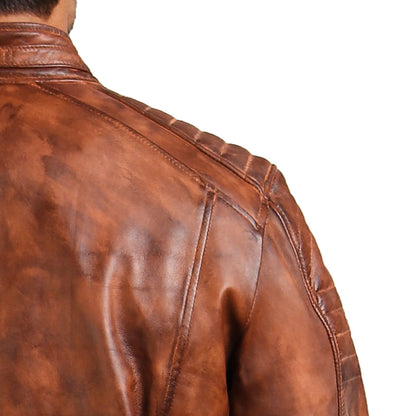 Light Brown Motorcycle Hand-Waxed Jacket