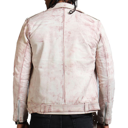 White Leather Hand-Waxed Real Leather Jacket