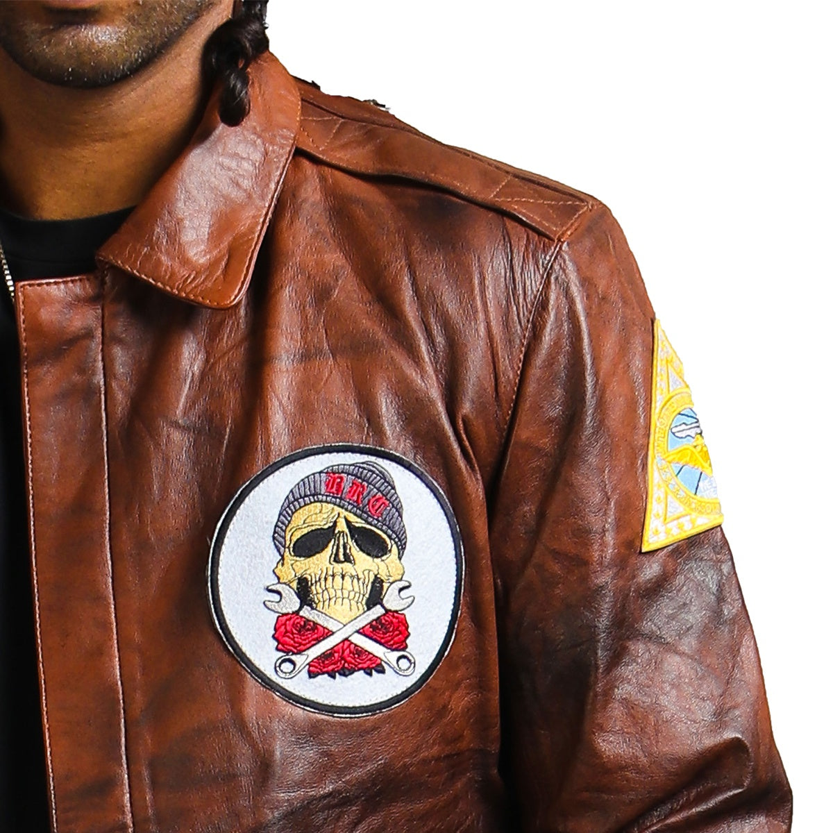 Brown Bomber Leather Jacket for Men