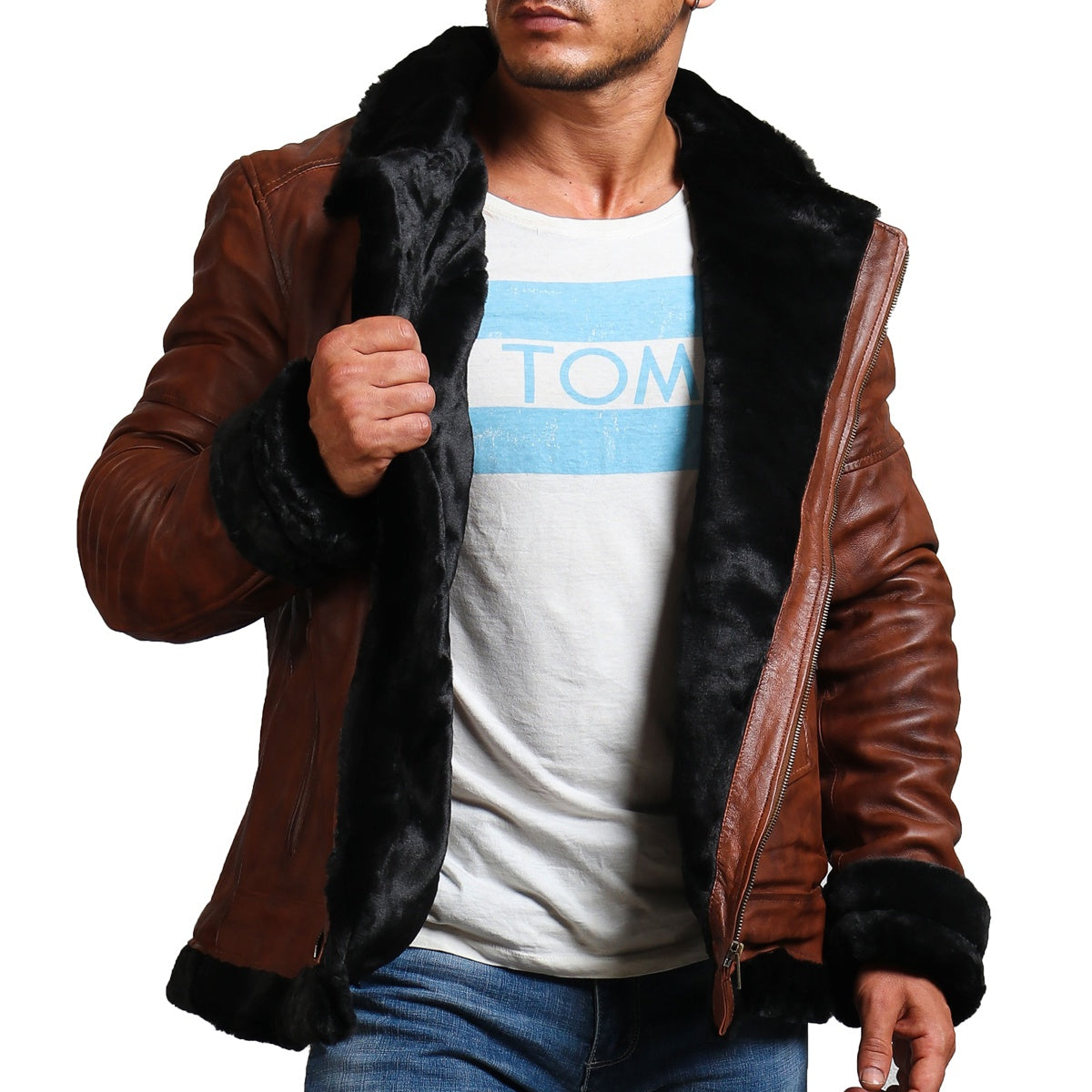 Fur lined bomber outlet jacket mens