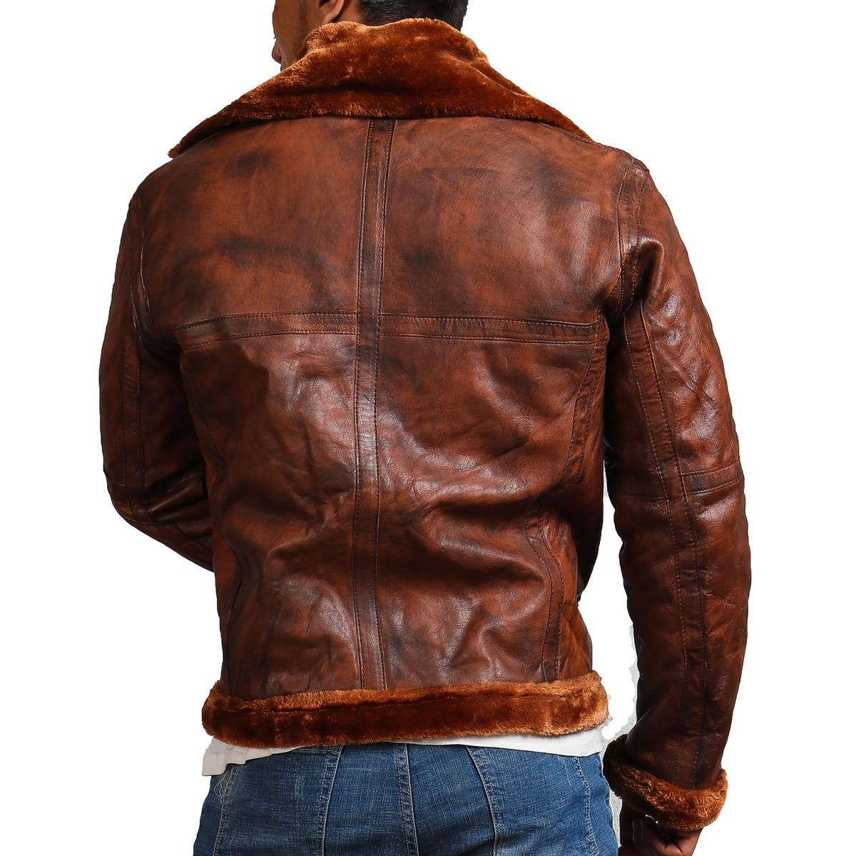 Real Leather Bomber Biker Jacket