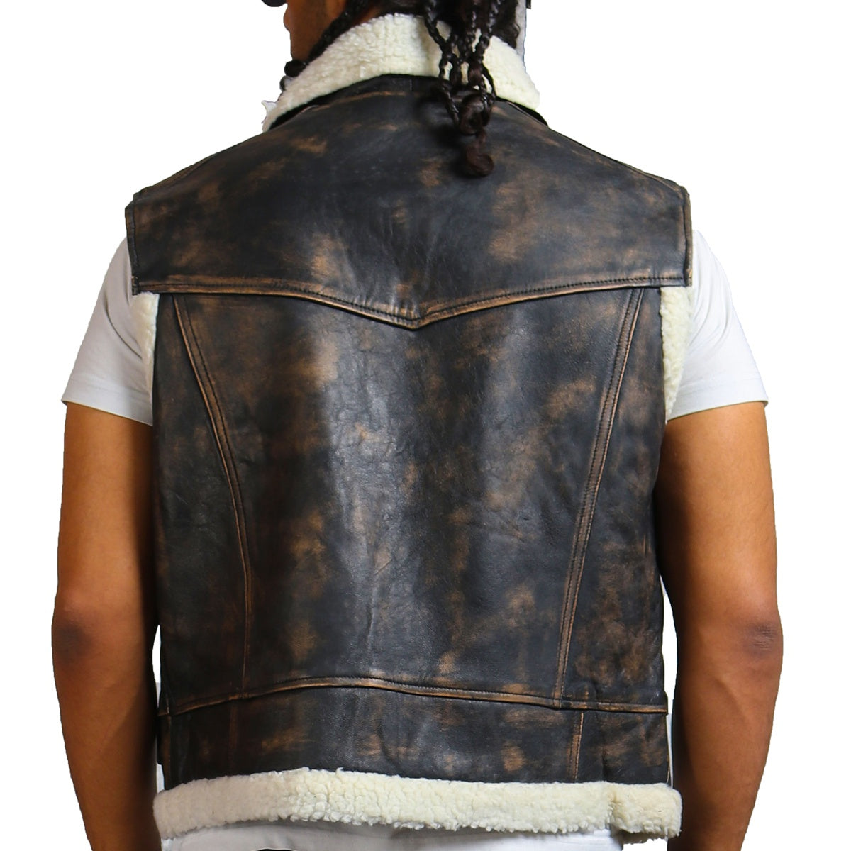 Brown Leather Vest with Fur Lining